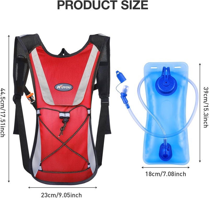 KUYOU Running Hydration Vest - Lightweight Insulated Hydration Backpack with 2L Water Bladder, Adjustable Chest Straps and Reflective Water Backpack for Trail Running Marathon Race Hiking Cycling - Image 2